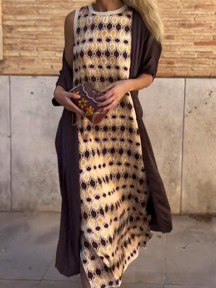 

Women s Floral Sleeveless Jumpsuit with Yellow Long Open Cardigan, Casual Summer Outfit 5XL