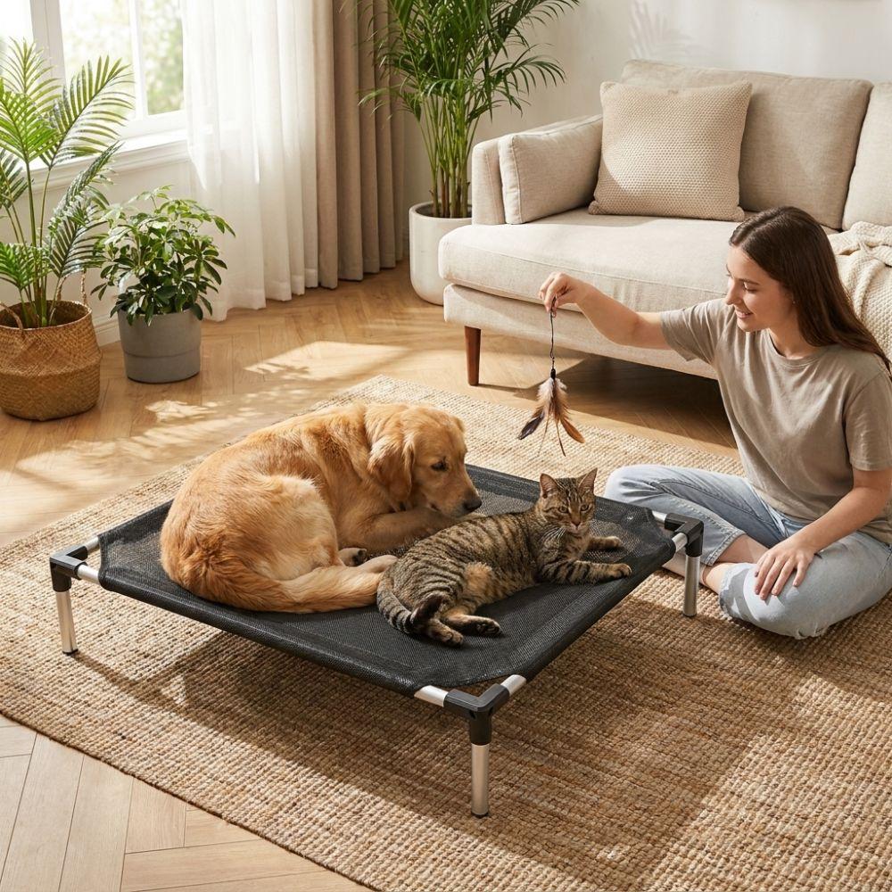 Chew Proof Pet Cat Cot Breathable Mesh Cat Hammock Washable Elevated Dog Bed All Seasons