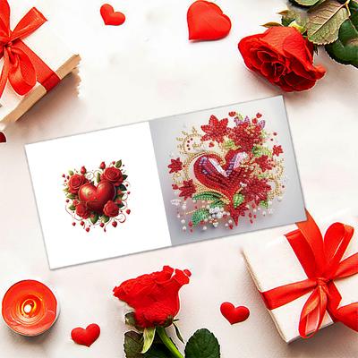 6Pcs Animals DIY Diamond Painting Card Valentines Day Rhinestone Painting Card Kit Diamond Drawing Card for Holiday Party Favors