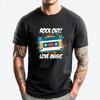 Rock Out Love Music Radio Cassette Clothing Christmas Easter Sunday Plain T Shirts Wholesale New Year 2025 Tshirt - Men's Sum...