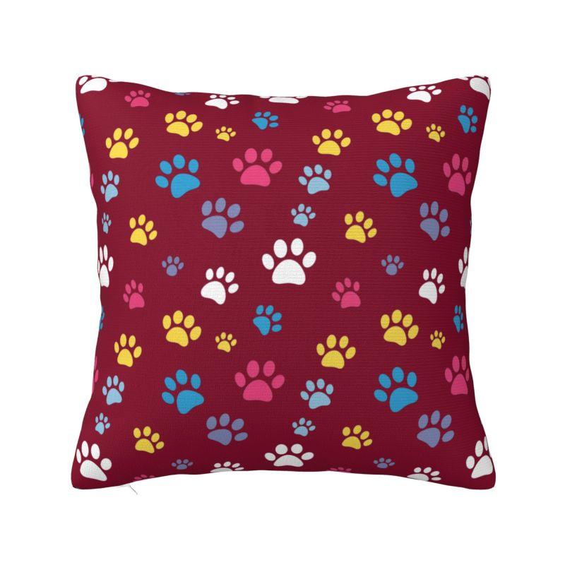 Colorful Animal Footprint Dog Paw Prints Cushion Cover cm Velvet Throw Pillow Case for Living Room Bedding Sofa Pillowcase