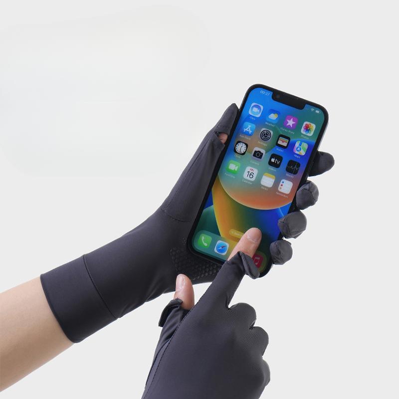 Sunscreen Gloves for Women In Summer Thin UV Proof Finger-revealing Medium Length Ice Silk Gloves Non Slip Driving and Riding Sports