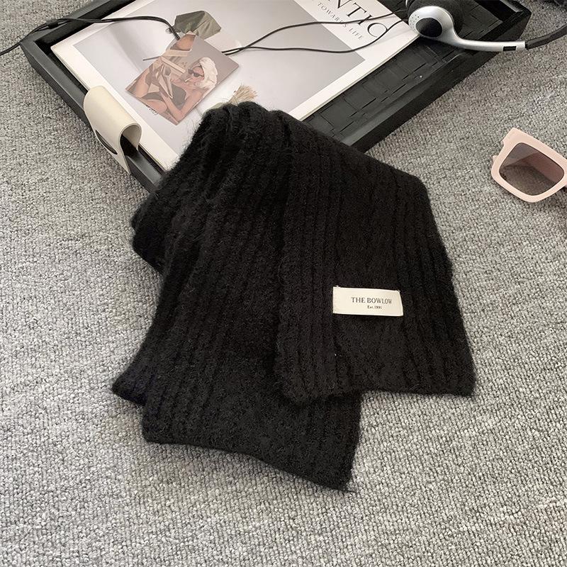 Retro Red Scarf Winter Women's New Korean Style Warm and Thickened Cold Proof Neck Protection Couple Knitted Small Scarf