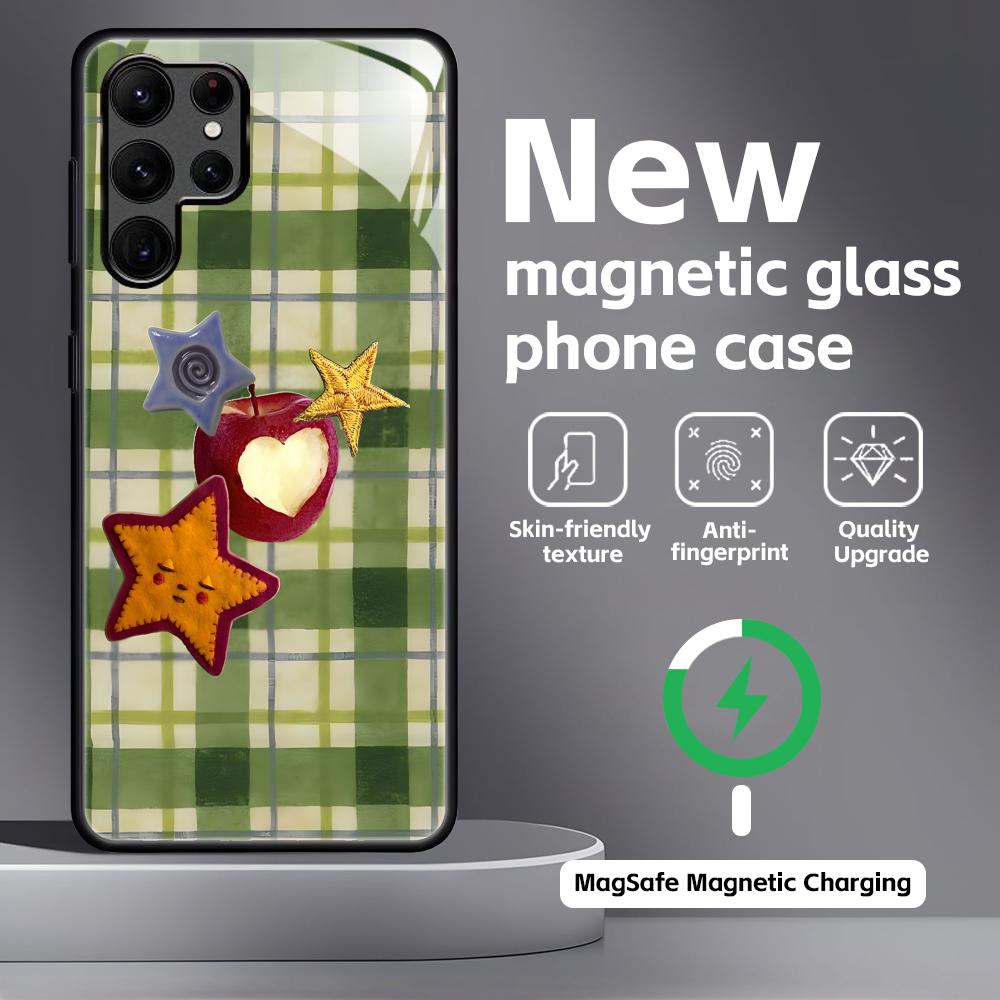 Fruit Art Images  Phone Case For Samsung S26 S25 S24 S23 S22 S21 Plus Ultra Note20 Glass Magnetic Case