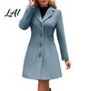 Single Breasted Coats Notch Lapel Collar Long Coat for Women Sleeves Women Casual Blazer Jacket Slim Fit Solid Color Outerwear Fall Winter Jacket