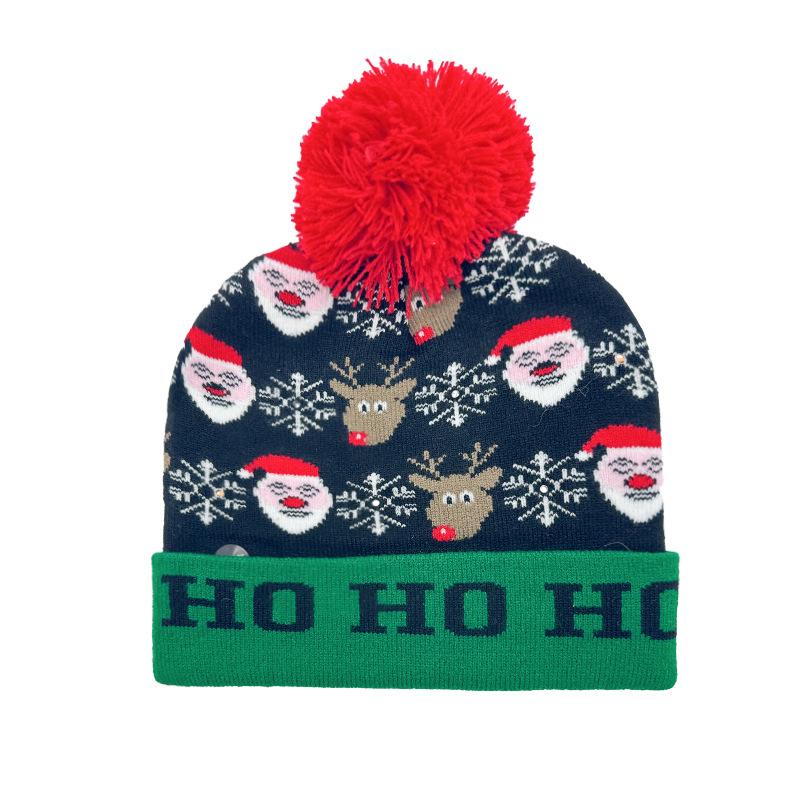 Hot Sale Jacquard Christmas Hat Hairball Ruffled New Year's Gift Winter Warm Cover Knitted Hat