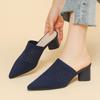 Dámské Velké Velikosti Jarní Špičaté Špičky Tlustý Vysoký Podpatek Pantofle Boty Ležérní Prodyšné Jednobarevné Pletené Sandály Boty 34-43