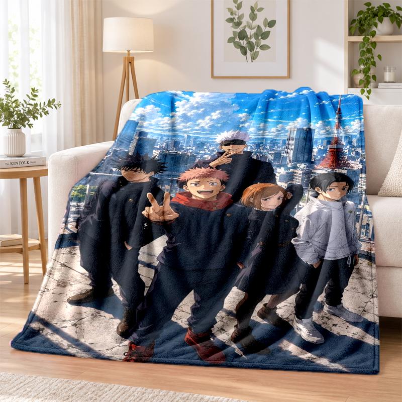 Jujutsu Kaisen Flannel Throw Blanket Soft Warm Cozy For Sofa Bed Indoor Home Bedroom Use
