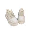 Thick-soled Autumn New Versatile Muffin Shoes Breathable Pearl Design Sense Heightened Casual Women's Board Shoes