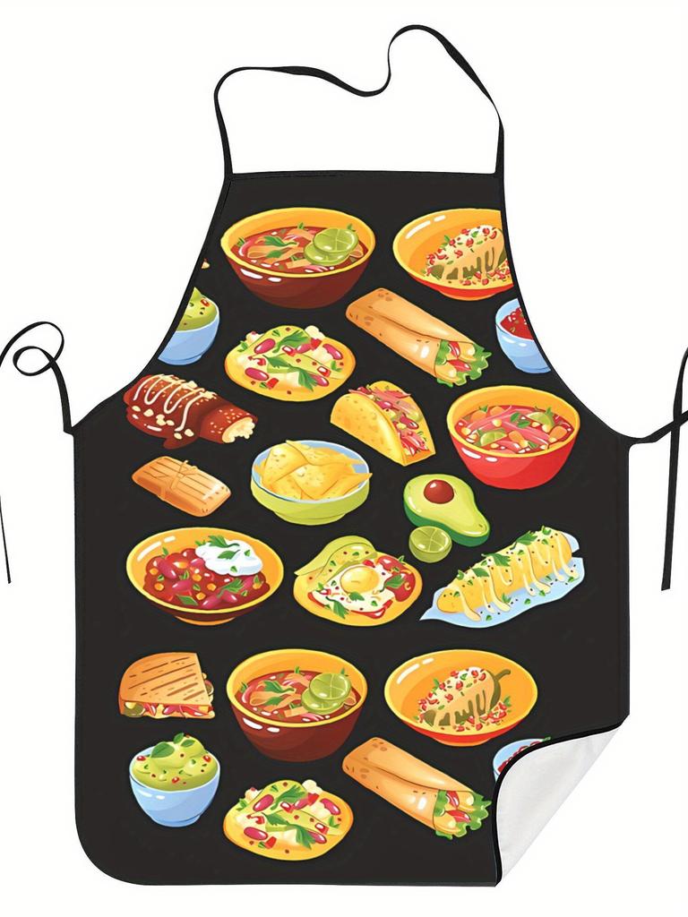 Mexican Food Apron Taco Guacamole Salsa Kitchen Cooking Baking Gift For Foodie Latin Cuisine Chef Wear Colorful Design