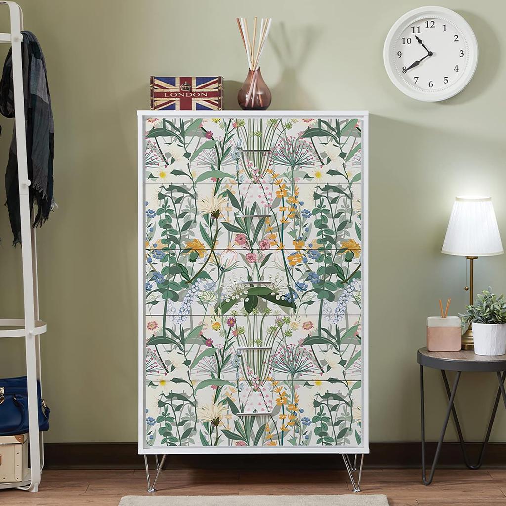 Vintage Floral Peel and Stick Wallpaper Bouquet Floral White Self Adhesive Wallpaper for Bedroom Furniture Paper Removable