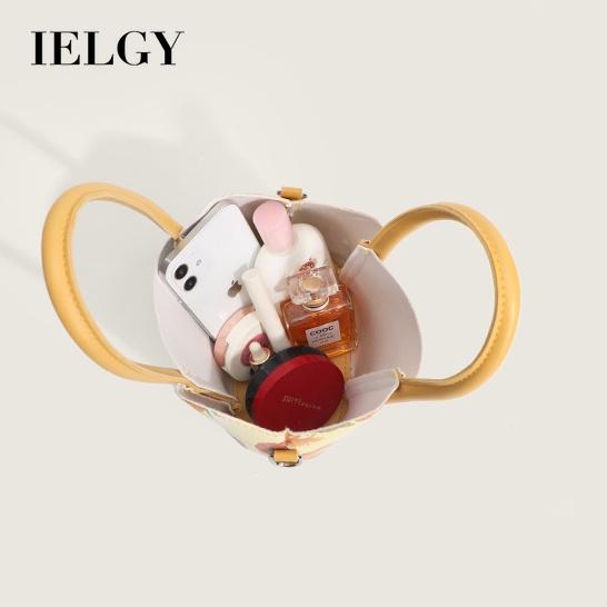 IELGY women's cherry print portable petal bucket bag, sweet wind contrast color mother and child bag, messenger bag