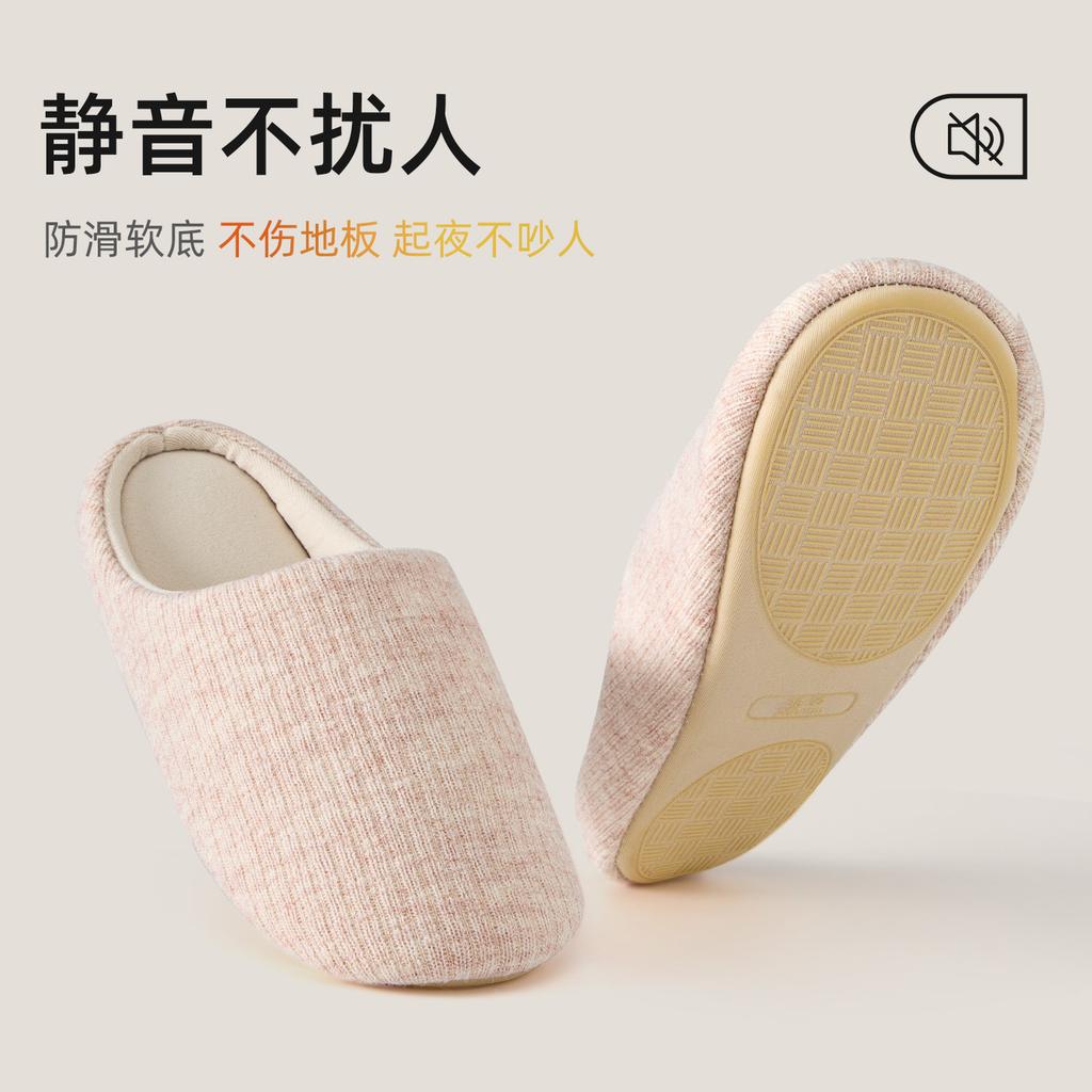 Home silent linen slippers indoor non-slip soft sole silent couple slippers high-end four-season cotton shoes