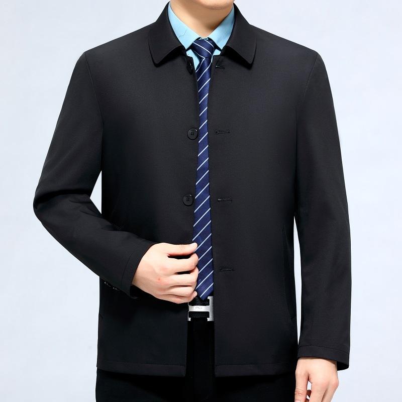 Dad's Clothing Men's Jacket Spring and Autumn Loose Lapel Middle-aged and Elderly Dad's Clothing Button Mulberry Silk Casual Jacket