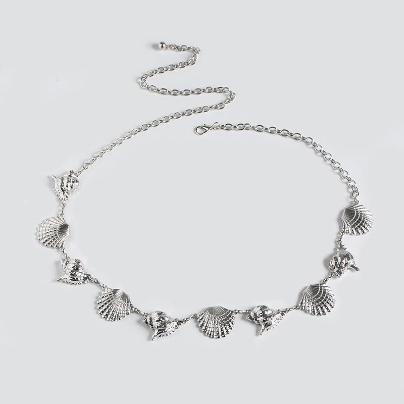 Vintage Style Metal Shell Waist Chain With Hook For Holiday Beach Outfit