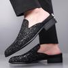 Mode Neue Luxus Designer Herren Gold Pailletten Lackleder Halbschuhe Für Männer Hip-Hop Mules Sandalen Lässige Loafer Hausschuhe