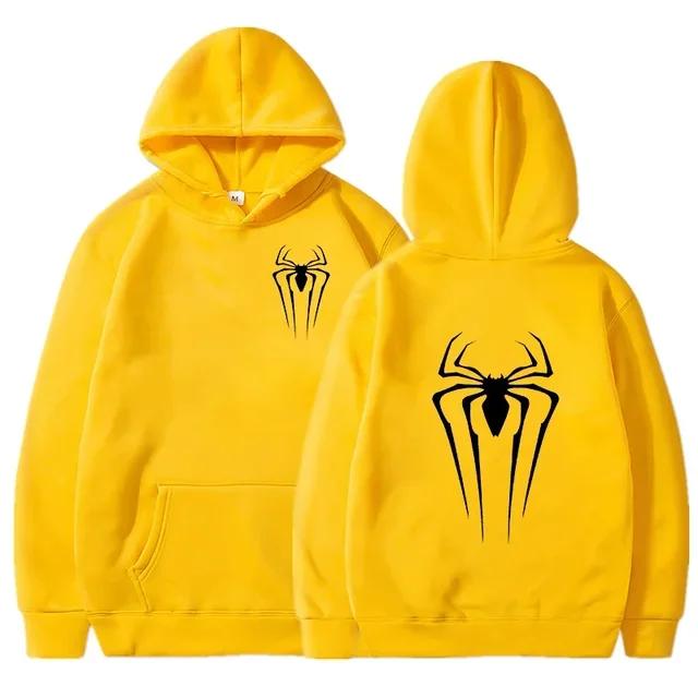 Autumn and winter new men's and women's pullovers, street spider printed sportswear, hoodies, casual loose and warm hoodies