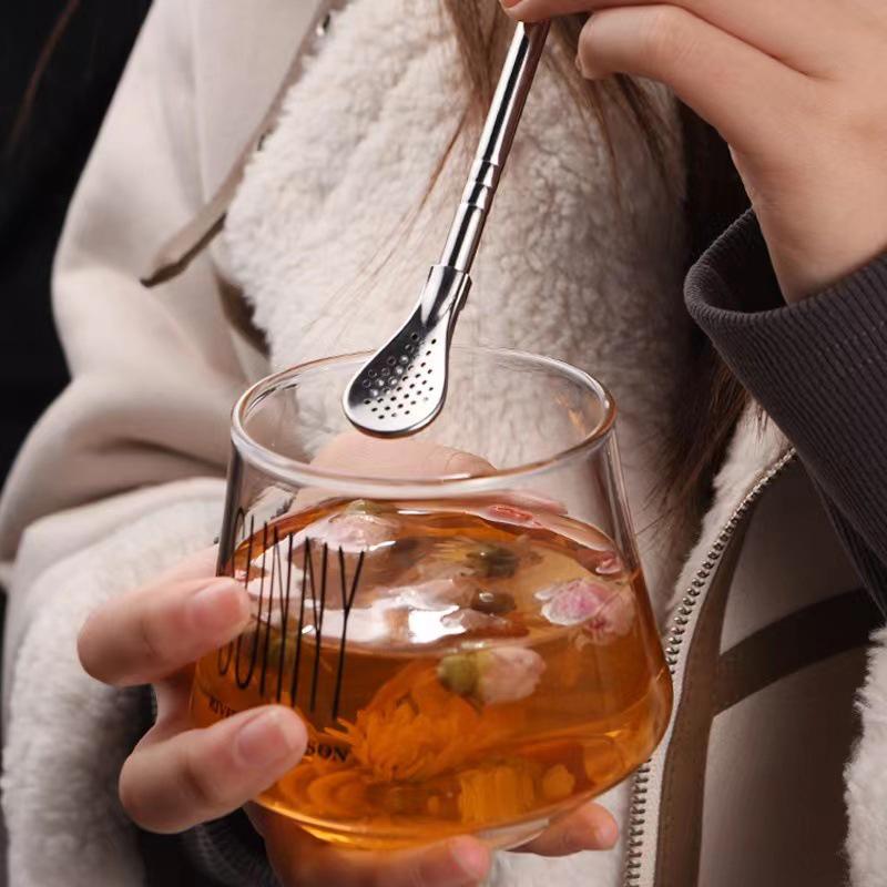 304 Stainless Steel Multifunctional Straw Spoon – Detachable Filter for Mate, Milk Tea, Coffee, or Stirring