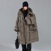 Womens Oversized Long Hooded Down Jacket 50% Duck Winter Coat Loose Fit Korean Style