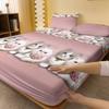 1 Couple Cute Cat Patterned Frosted Bedsheet, Bedroom Printed Bedspread, Bedding (excluding Pillowcases)