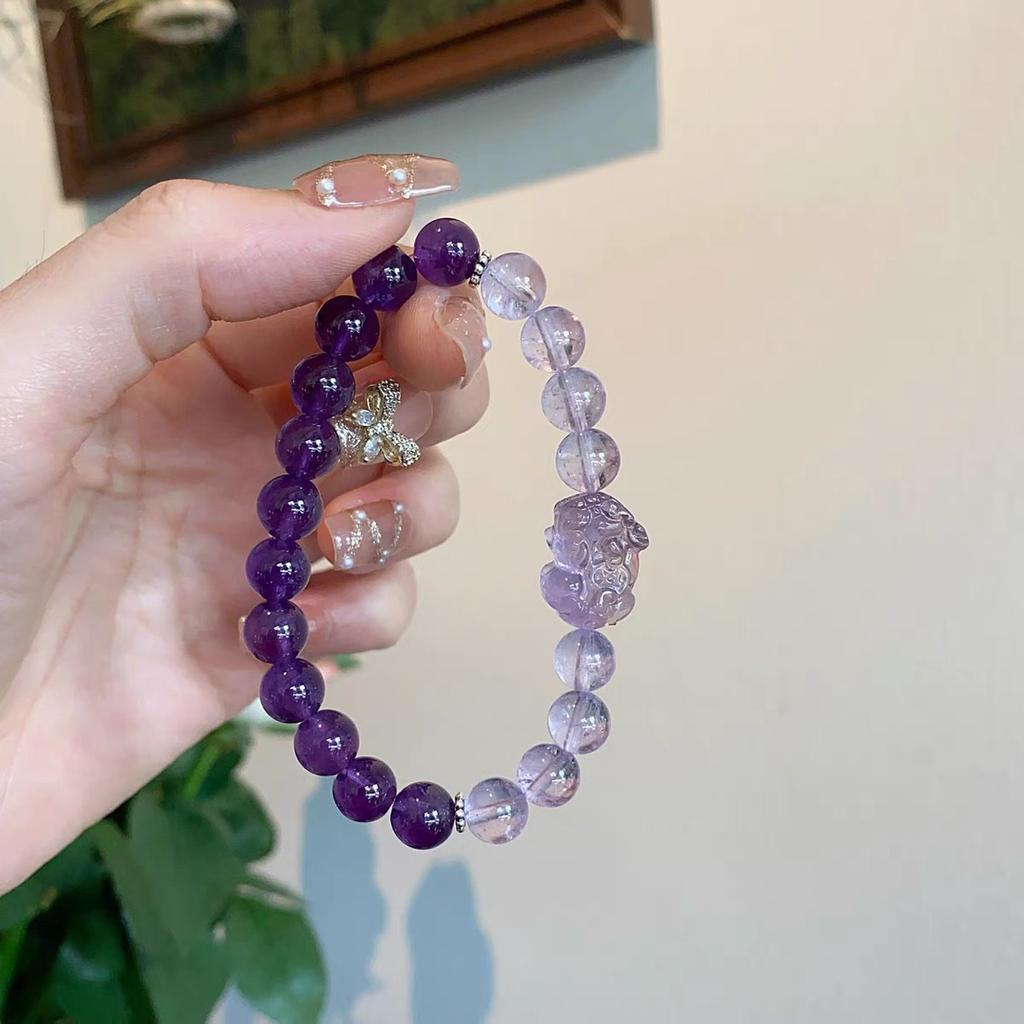 Originaler natürlicher uruguayischer Amethyst-Armband, Amethyst Pixiu-Armband, leichter Luxus-Mode, beliebt bei japanischen und koreanischen weiblichen Livestreamern