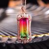 2026 Rainbow Watermelon Tourmaline Pendant Necklace Raw Mine Women's Girlfriend Gift High-end Temperament
