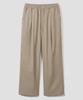 AGOD Single-Pleat Wide Elastic Waist Slacks [Beige]