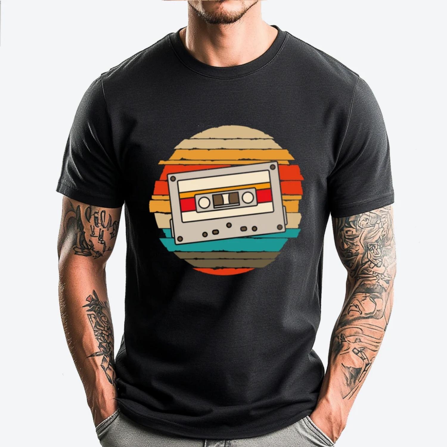 

Retro 1980s Mixtape 80s Music Lover Eighties Cassette Graphic Tees Men s Shirts Vintage T Shirt Men Luxury T-Shirt S чёрный