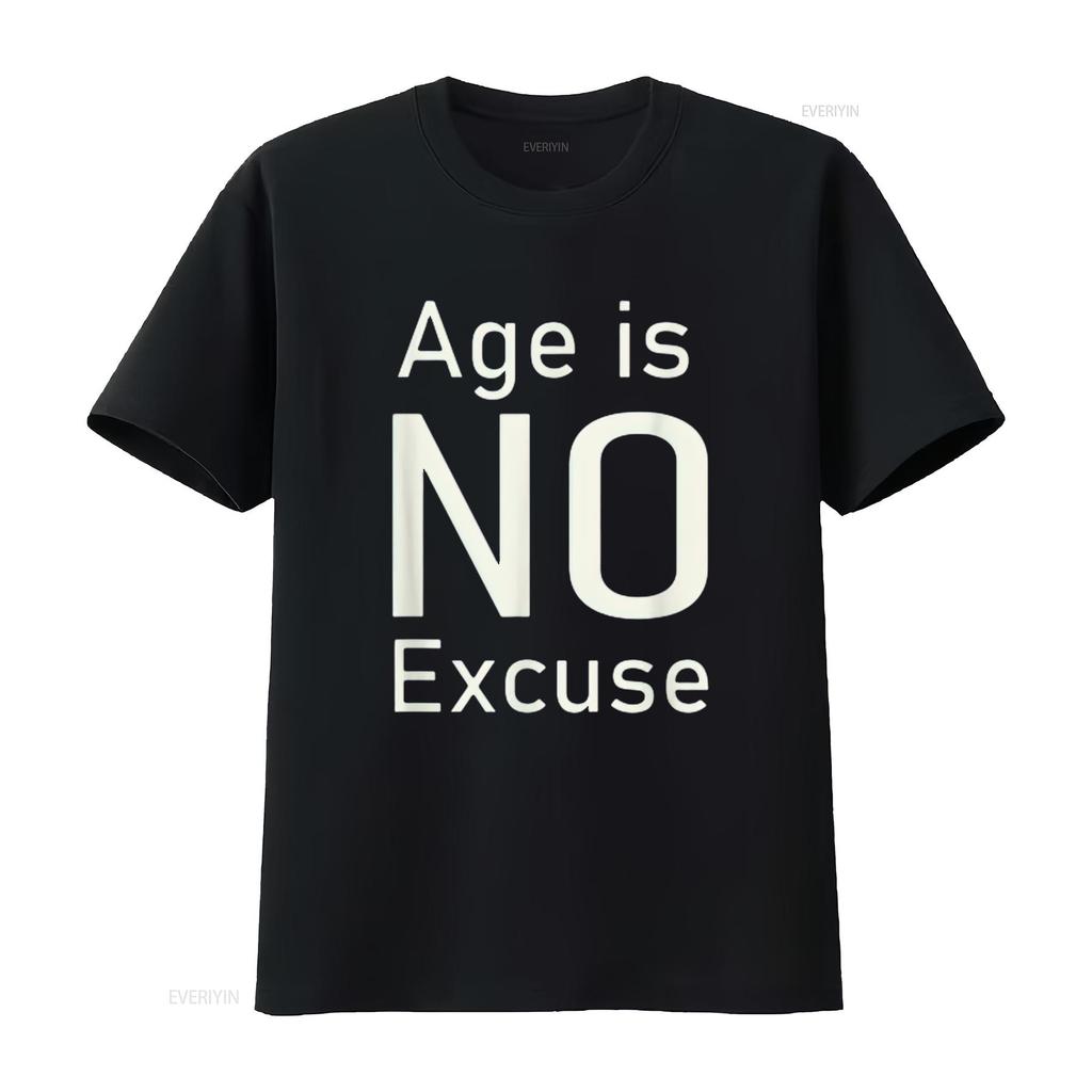 Age Is No Excuse Funny Old And Gym Lovers Design Womens T Shirt Black Large vintage Washed Soft Slightly Comfortable fashion