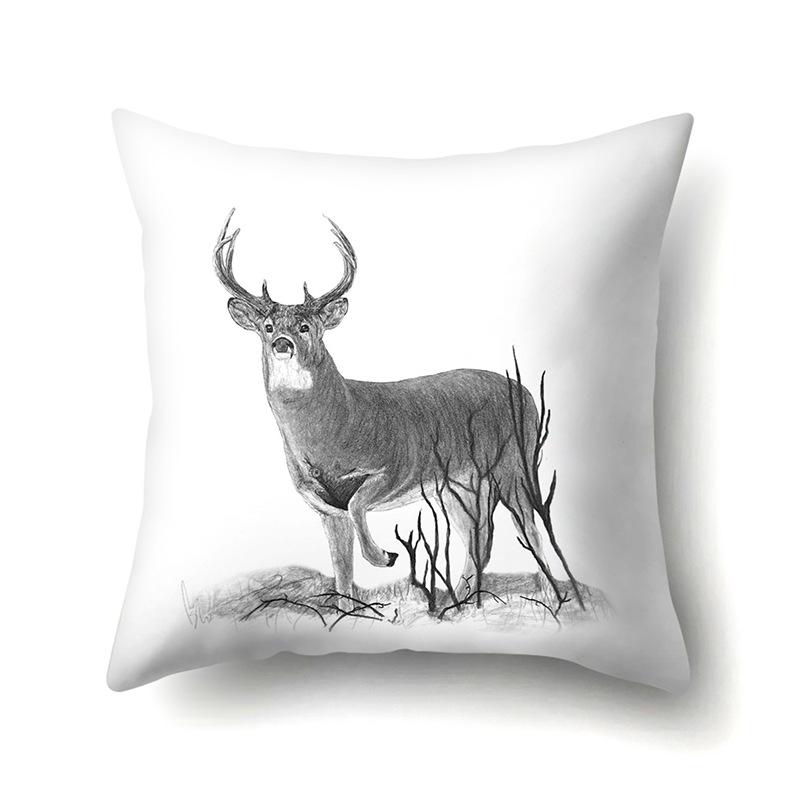 Polyester Pillowcase Automobile Decoration Home Printed Deer Pillowcase Waist Cushion Cover Car Cushion Head Cushion Cover