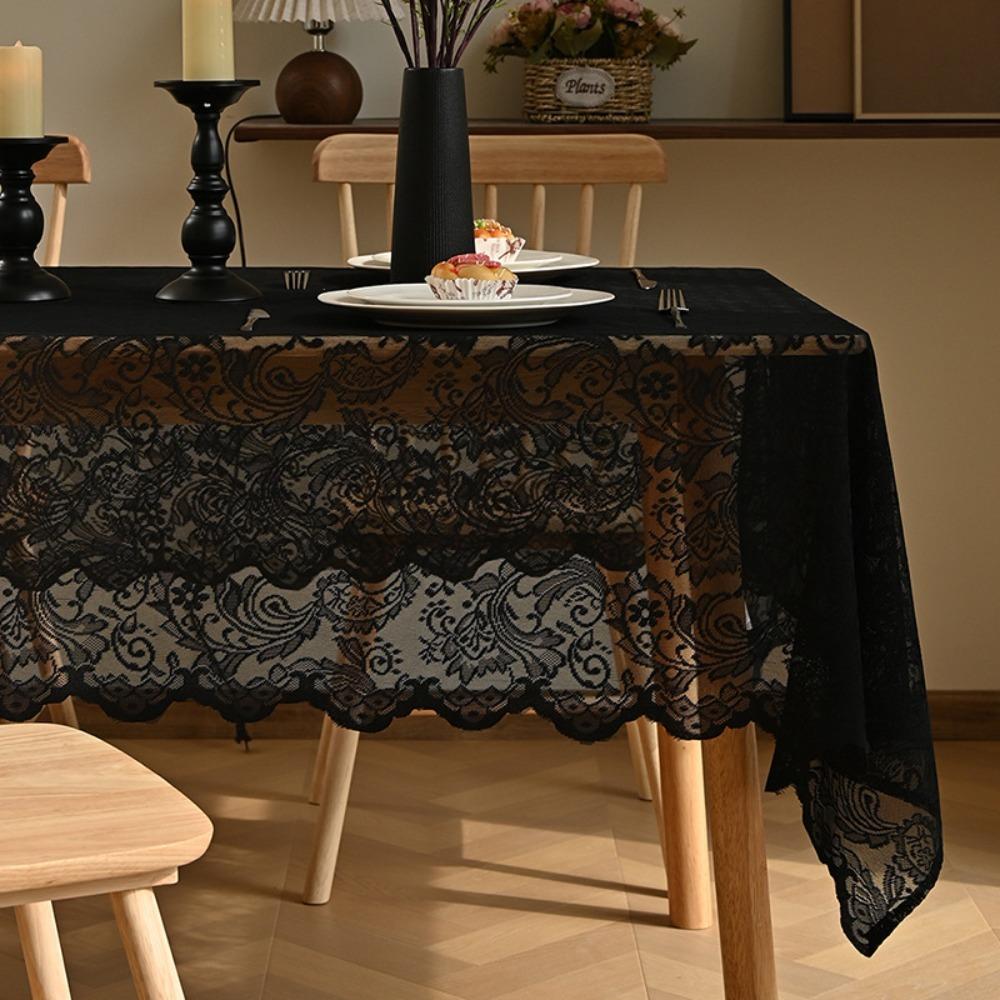 Rustic Style Florals Embroidery Lace Table Cover Rectangular Universal French Tablecloth Decorative Table Linens Afternoon Tea