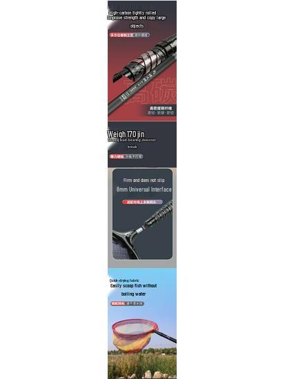 Ultra-Light Ultra-Hard Carbon Telescopic Landing Net Pole, 3m, Thickened Reinforced Short-Section Design