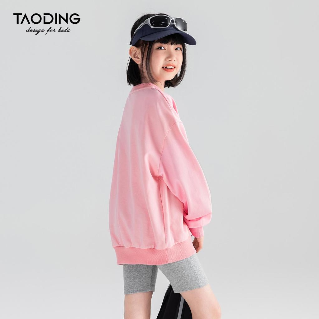 Tao Town Girls' Autumn Letter Print Sweatshirt - Fashionable Casual Long Sleeve Top for Kids