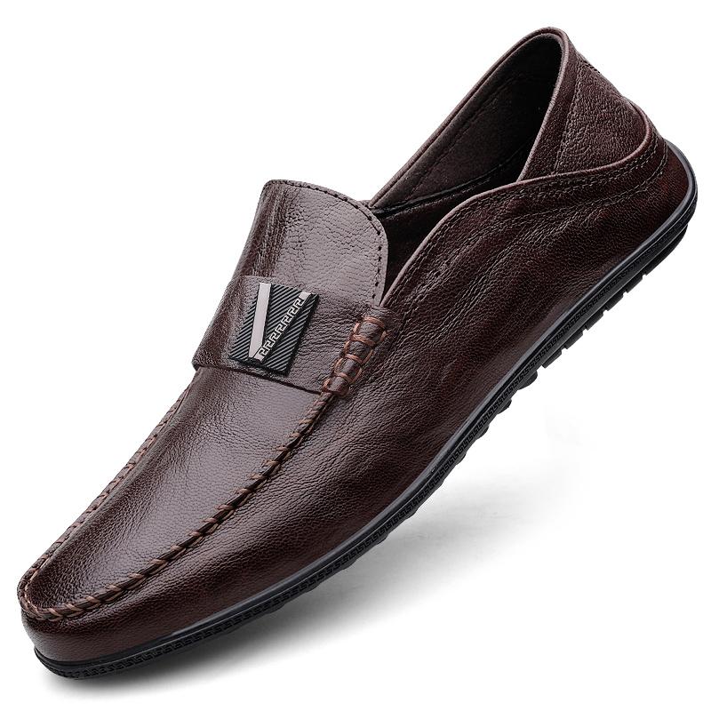 Fashion Casual Slip-On Shoes 2025 Men's Genuine Leather Loafers Comfortable Soft Sole Breathable Driving Moccasins for Men Size 36-45
