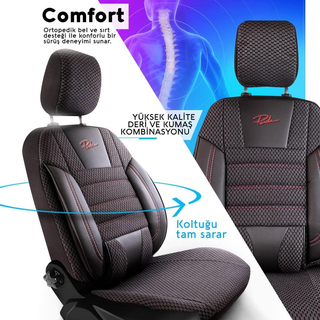 COMFORT SERIES WOVEN FABRIC CAR SEAT COVER Black Red