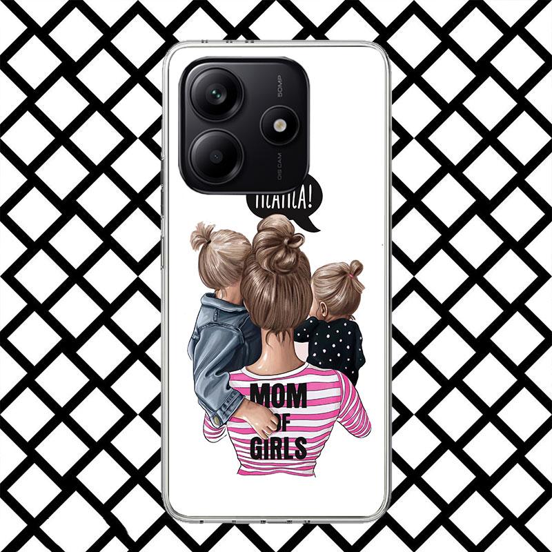 Baby Mom Girls Phone Case for Xiaomi Redmi Note 15 14 14S 13 12 12S 11 Pro Plus 11E 11T 11S 10S 5G Soft Cover Fundas Redmi Note