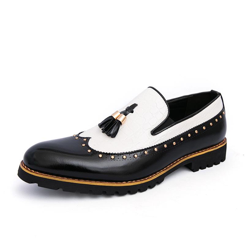 

Мужская обувь большого размера новая деловая обувь модная мужская обувь с кисточками кожаная обувь на одном педале повседневная кожаная обувь 46