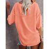 Summer Women V-Neck T-Shirt Waffle Casual Loose Short Sleeve Tee