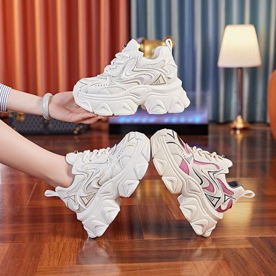 Dad Shoes Women's Spring New Mesh Breathable Sports Shoes Thick Sole Inner Height Increase Women's Shoes Cm