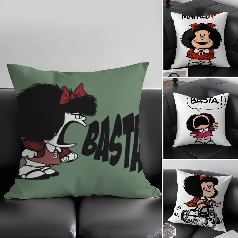 Cute MMafaldas Cartoon Cushion Cover Pillowcase Ultra Soft Skin Friendly Fabric Cloud Like Comfort Concealed Zipper
