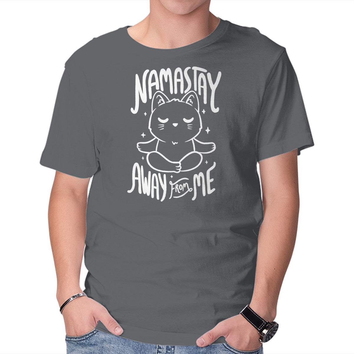 Unisex Crew Neck T-Shirt Namastay Away From Me Graphic Short Sleeve Casual Tee XXXXL