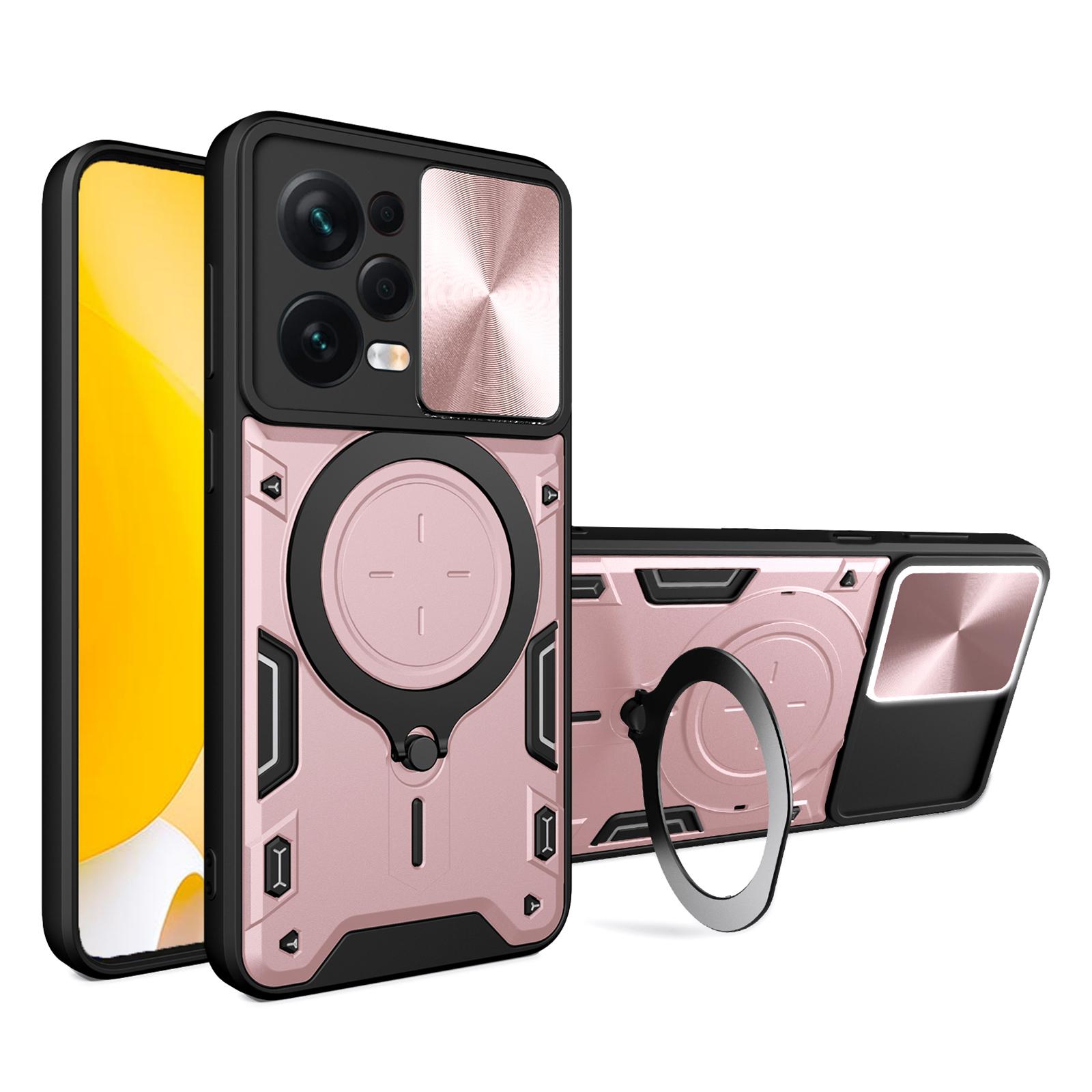 

Protective Case for Xiaomi Redmi Note 12 Pro 5G/Note 12 Pro Speed 5G/Poco X5 Pro 5G,Slide Camera Lid PC+TPU Kickstand Phone Cover Rose Gold
