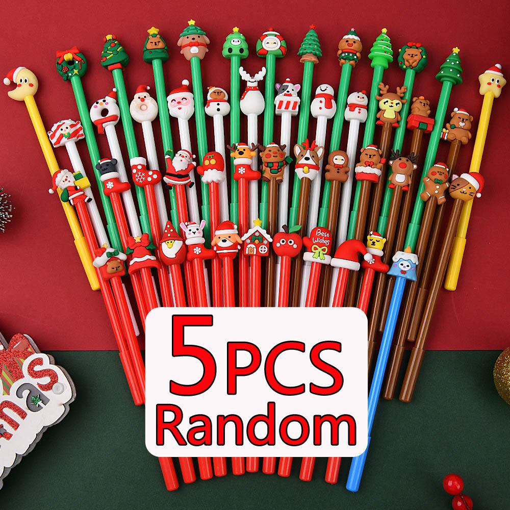 

5/10pcs Fun 3D Cartoon Christmas Pens Xmas Gel Pen for Christmas Party Favors Goodie Bag Stuffer Gifts School Office Supplies