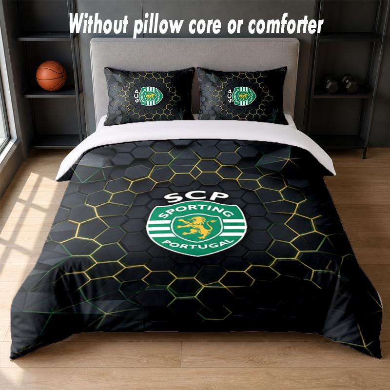 Sporting CP FC Design Sada povlečení na postel 1 povlak na přikrývku + 2 povlaky na polštář Měkké prodyšné domácí lůžkoviny