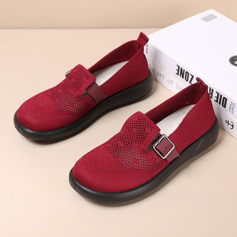 Cloth shoes women's single shoes flying woven surface comfortable and breathable leap month mother shoes platform bottomBoken medium grandmother shoes