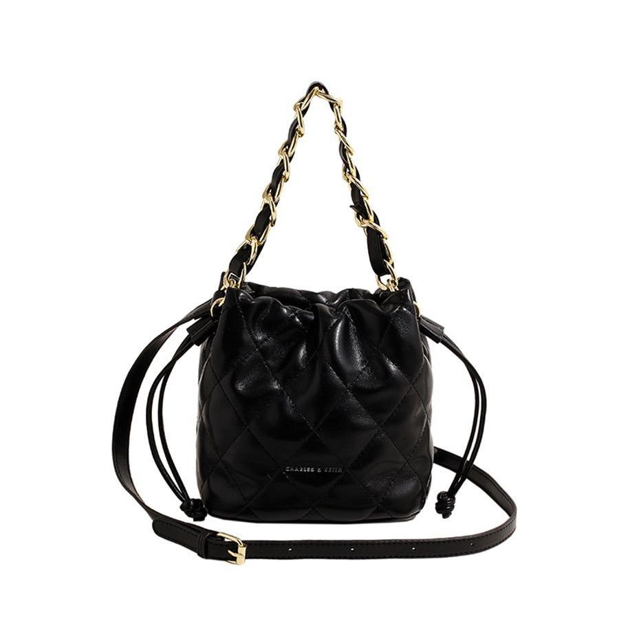 French fashion Xiaoxiangfeng bag women's 2025 autumn and winter new diamond chain bucket bag premium texture messenger bag