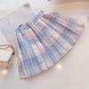 Spring 2023 Girls' JK Plaid Skirt 3-Piece Set: Sweater & College Style Suit