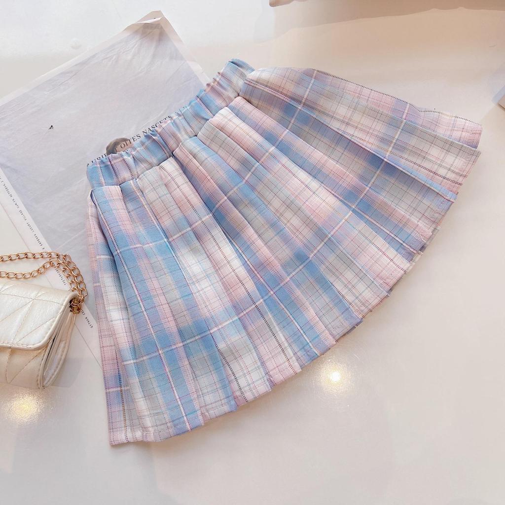 Spring 2023 Girls' JK Plaid Skirt 3-Piece Set: Sweater & College Style Suit