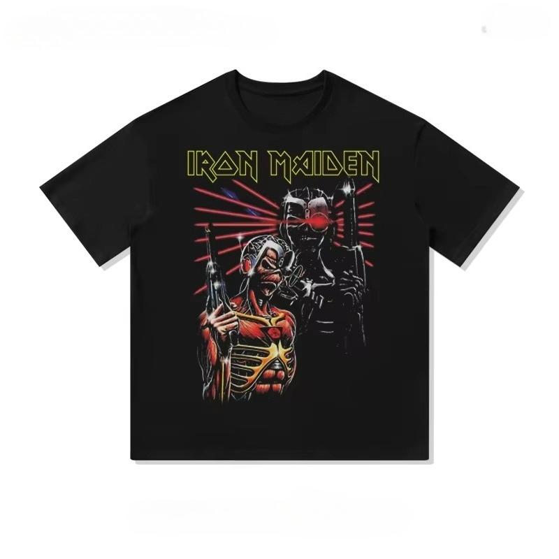 

2025 Европа и Соединенные Штаты Хай-стрит Американский Хэви-метал Рок Футболка с коротким рукавом Мужская и Женская Топ с рукавом до локтя в стиле BF 4XL