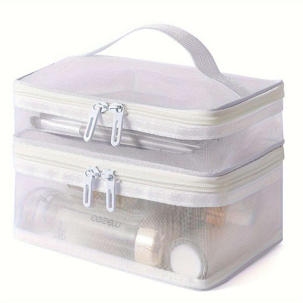 1/2/3 Layers Cosmetic Storage Bag Zipper Toiletries Organizer Handbag Mesh Cosmetic Bags  Outdoor